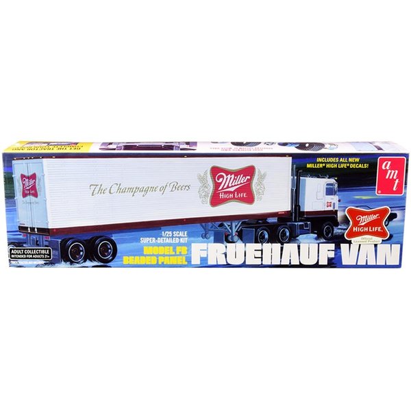 Amt Skill 3 Model Kit Fruehauf FB Beaded Panel Van Trailer Miller 1-25 Scale Model Car AMT1234